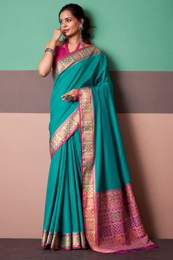Bondi Blue Soft Patola Silk Saree