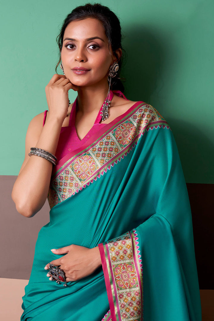 Bondi Blue Soft Patola Silk Saree