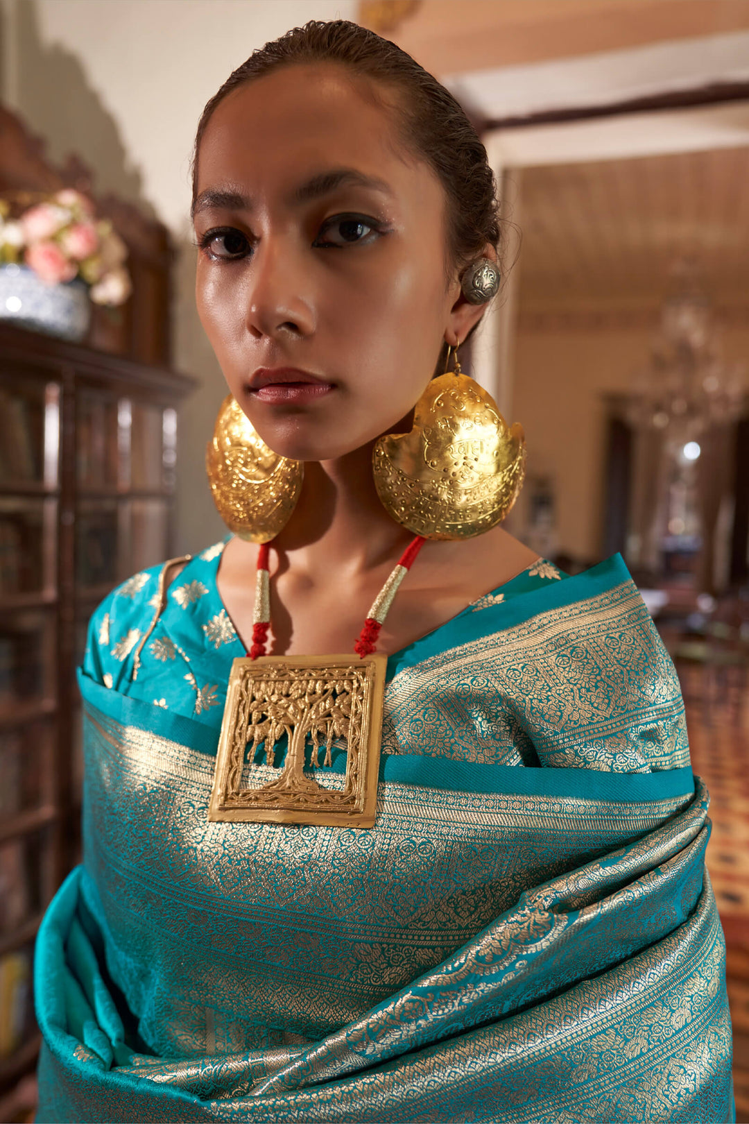 Bondi Blue Two tone Banarasi Silk Saree