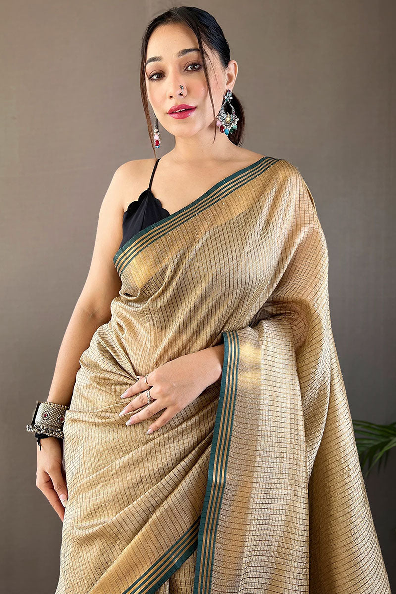 Bone Beige Soft Silk Saree