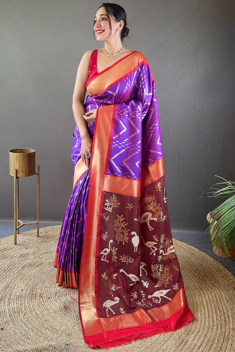 Boysenberry Purple Soft Banarasi Silk Saree