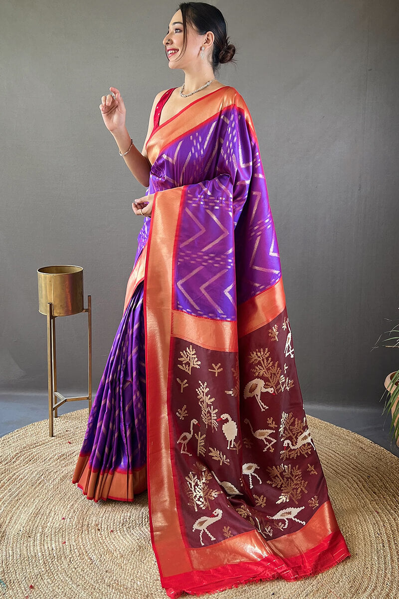 Boysenberry Purple Soft Banarasi Silk Saree