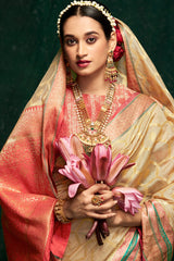 Brandy Beige Banarasi Cotton Silk Saree