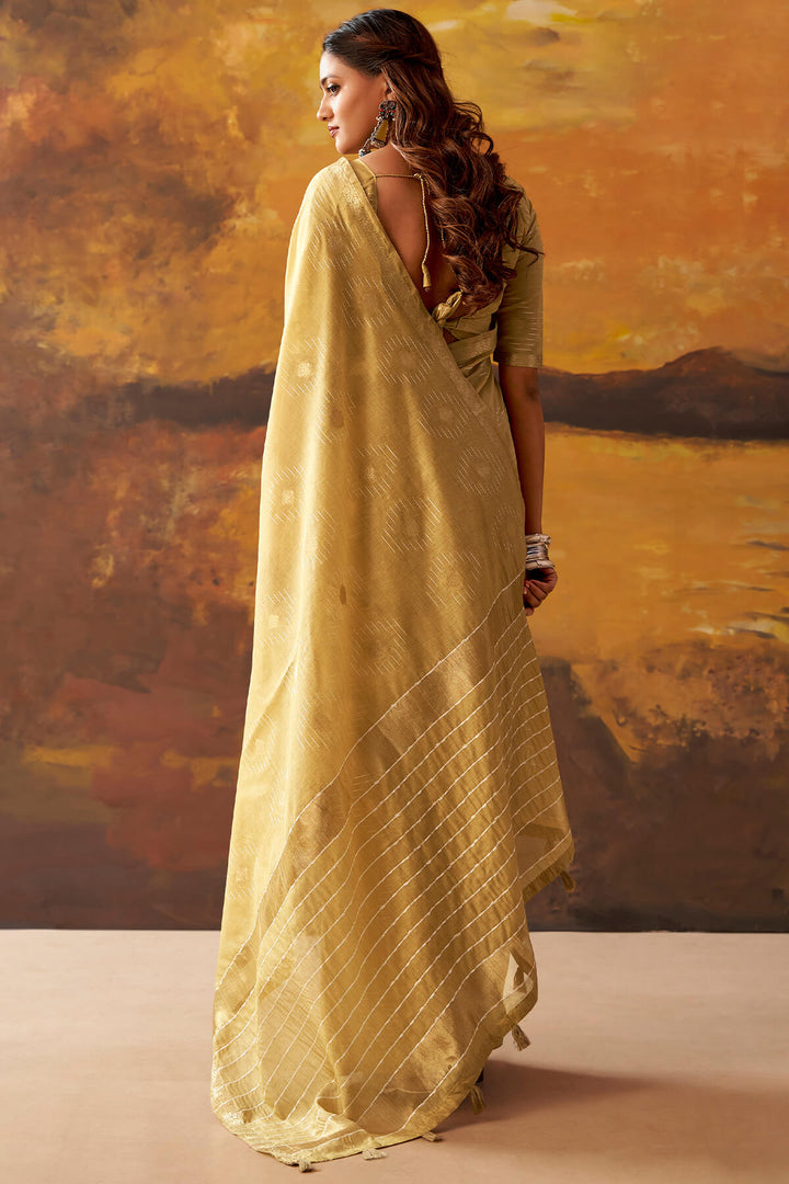 Brandy Beige Zari Woven Cotton Silk Saree