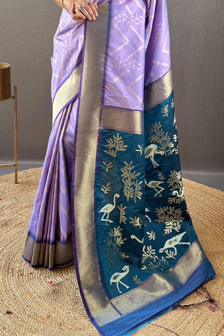 Bright Lavender Soft Banarasi Silk Saree