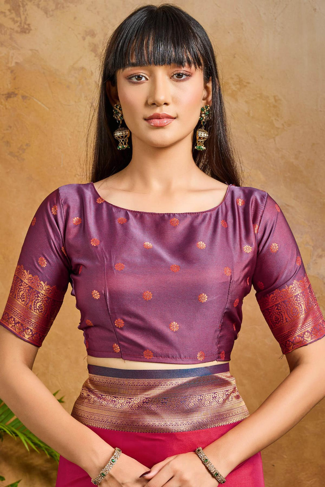 Bright Maroon Banarasi Pichwai Silk Saree