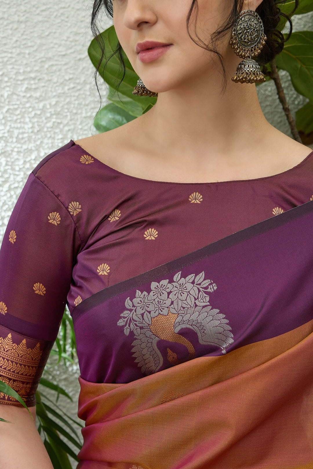 Brownish Pink Handloom Banarasi Silk Saree