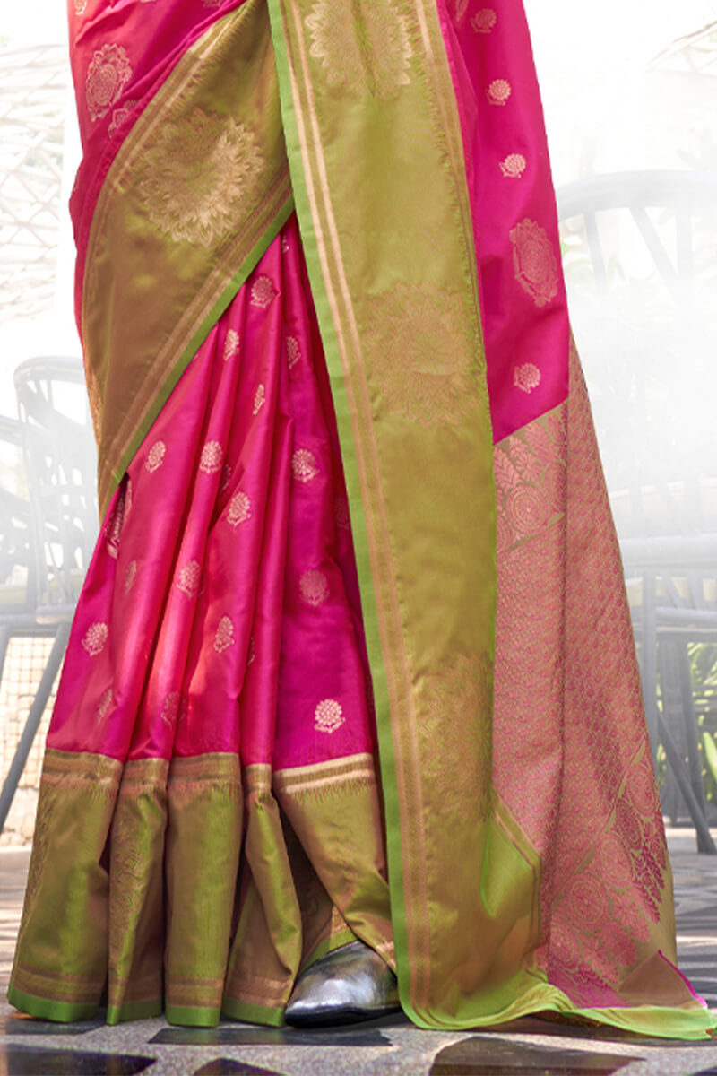 Burnt Pink Banarasi Katan Silk Saree