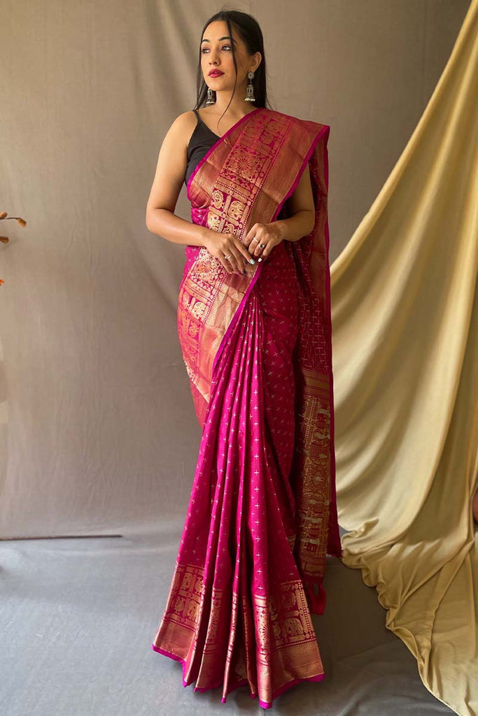 Burnt Pink Banarasi Silk Saree