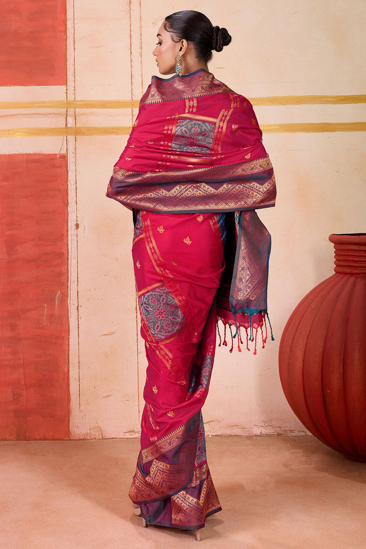 Burnt Pink Handloom Banarasi Silk Saree