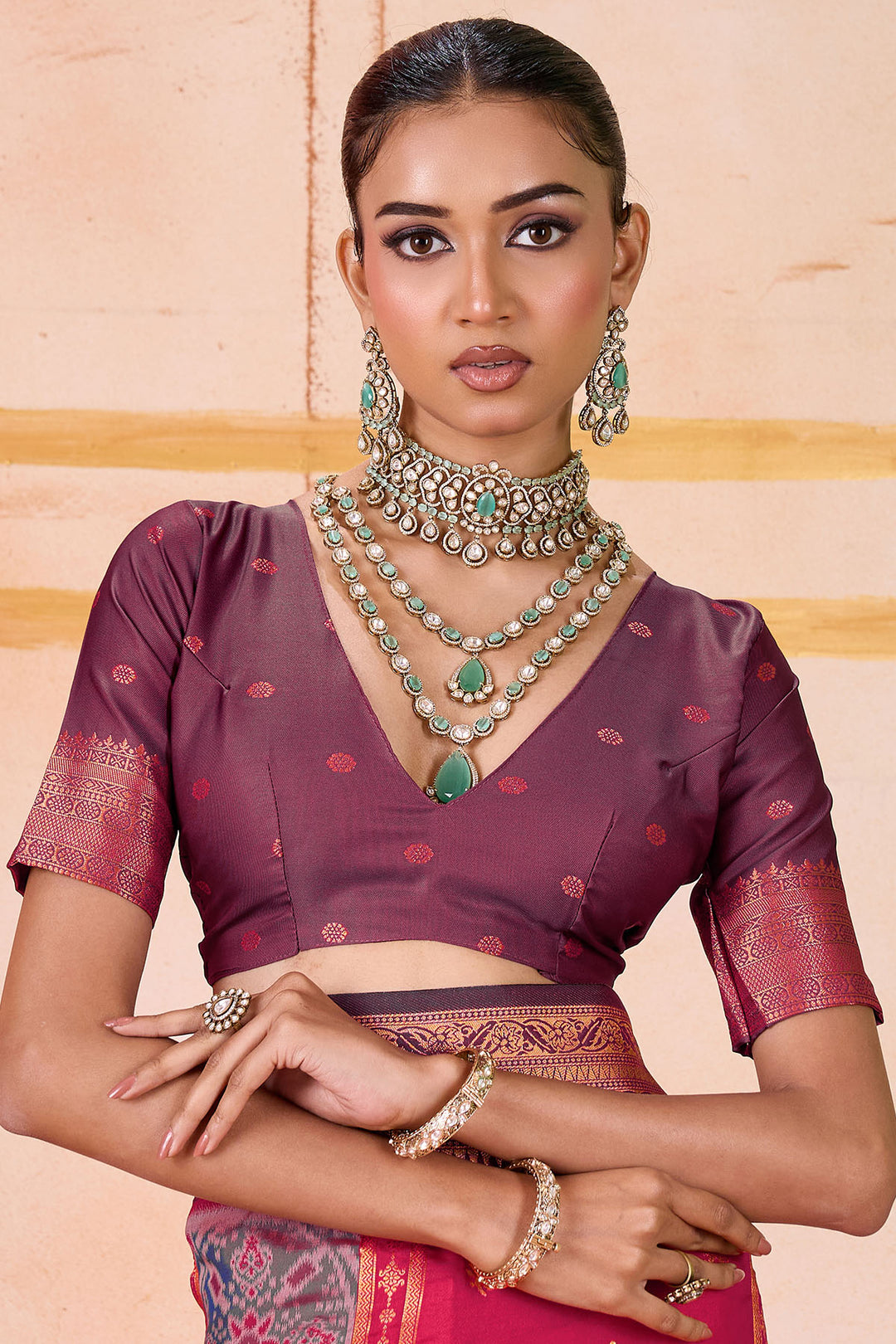 Burnt Pink Handloom Banarasi Silk Saree
