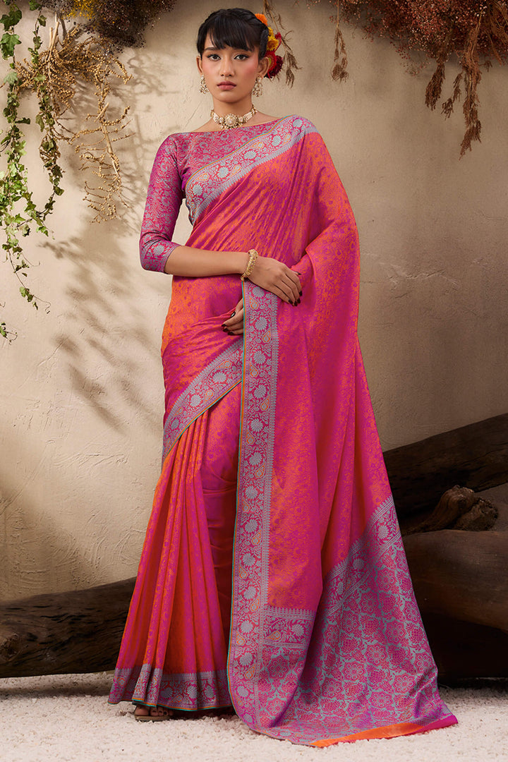 Burnt Pink Kanjivaram Silk Saree