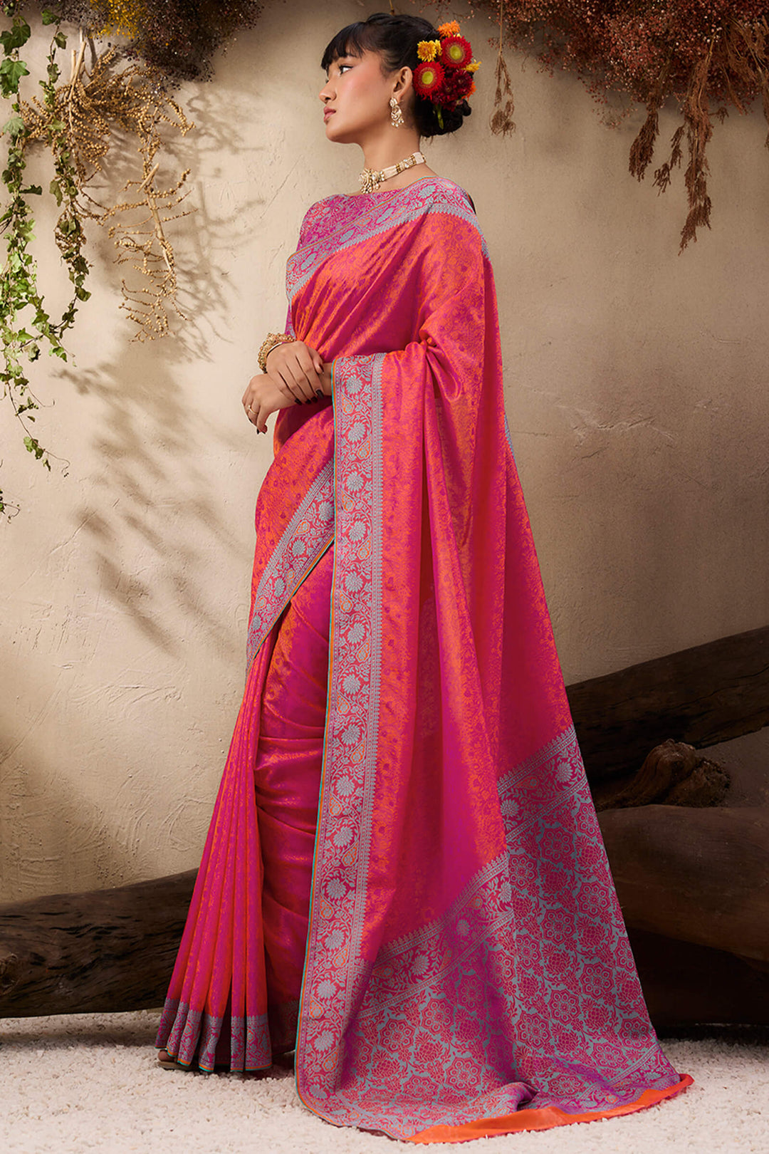 Burnt Pink Kanjivaram Silk Saree