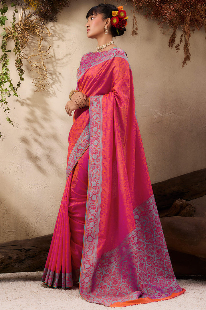 Burnt Pink Kanjivaram Silk Saree
