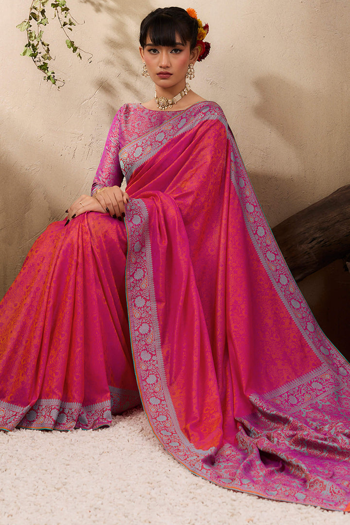 Burnt Pink Kanjivaram Silk Saree
