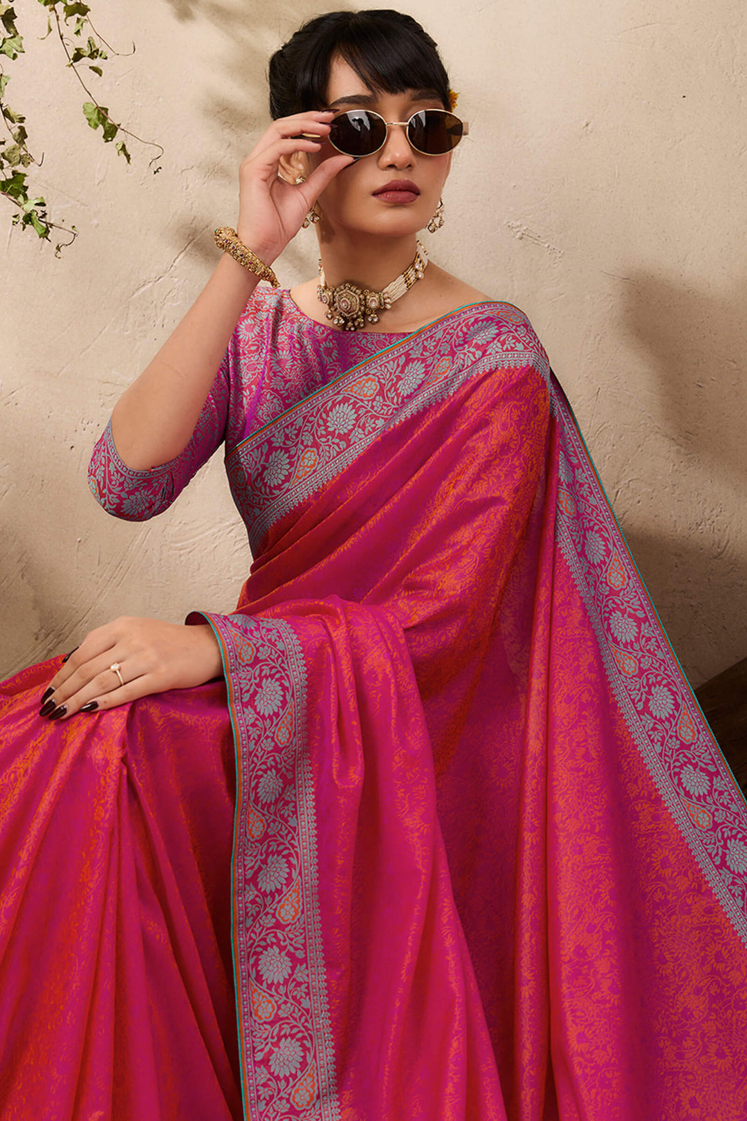 Burnt Pink Kanjivaram Silk Saree