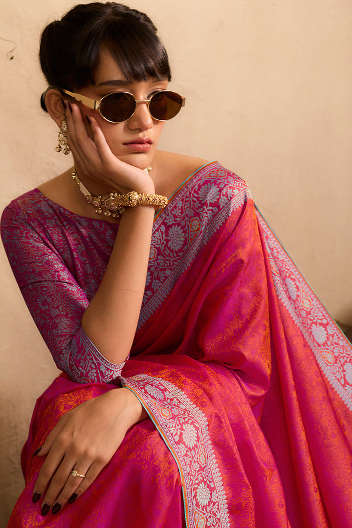 Burnt Pink Kanjivaram Silk Saree