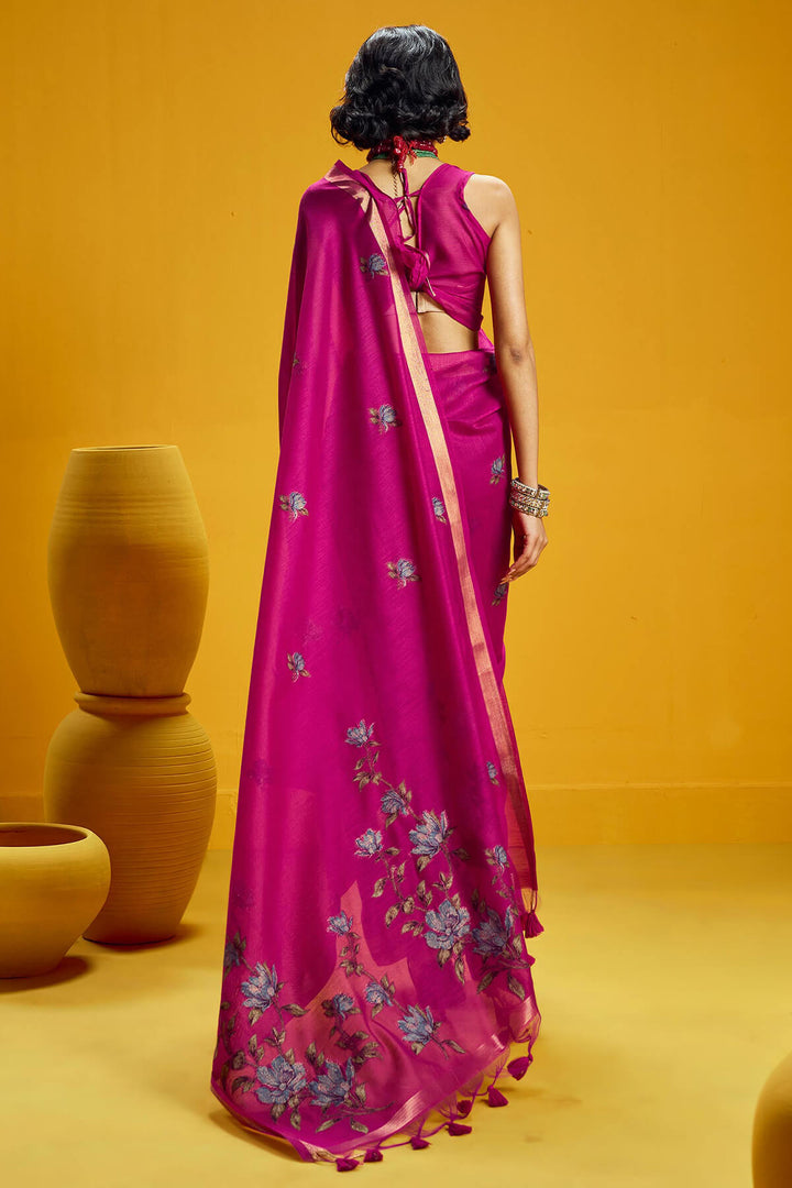 Burnt Pink Pure Munga Cotton Silk Saree