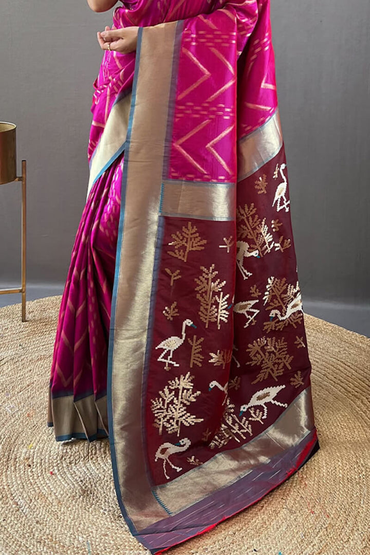 Burnt Pink Soft Banarasi Silk Saree