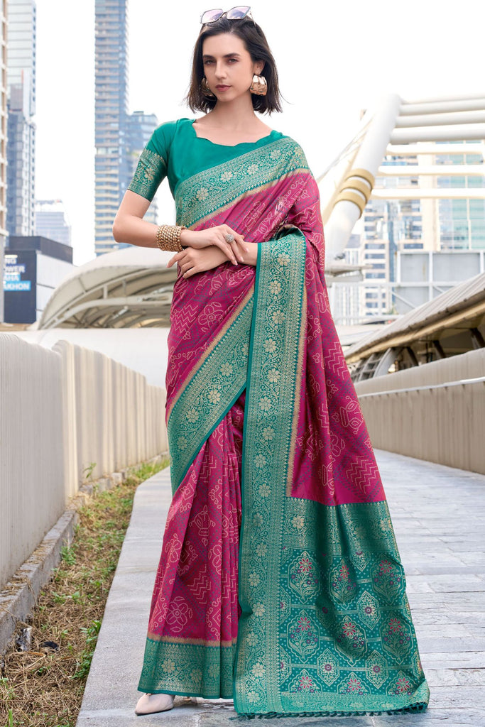 Burnt Pink Soft Bandhani Saree