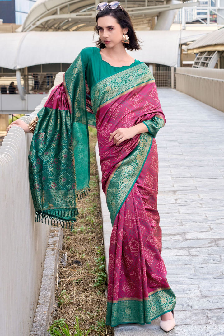 Burnt Pink Soft Bandhani Saree