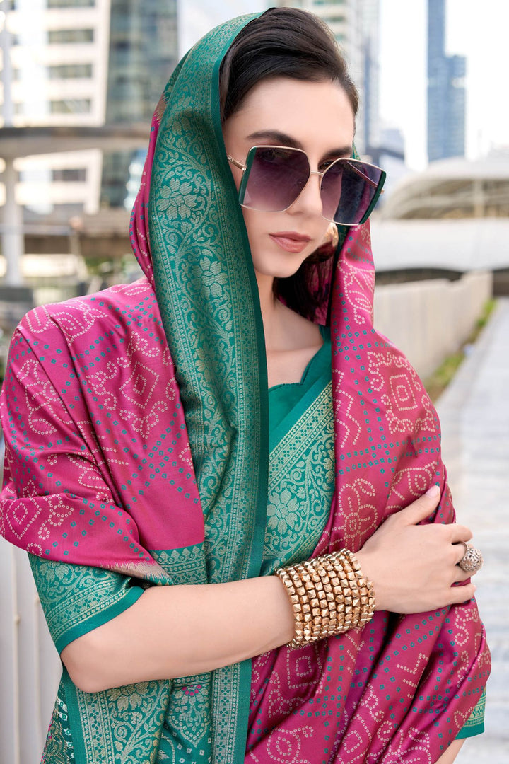 Burnt Pink Soft Bandhani Saree