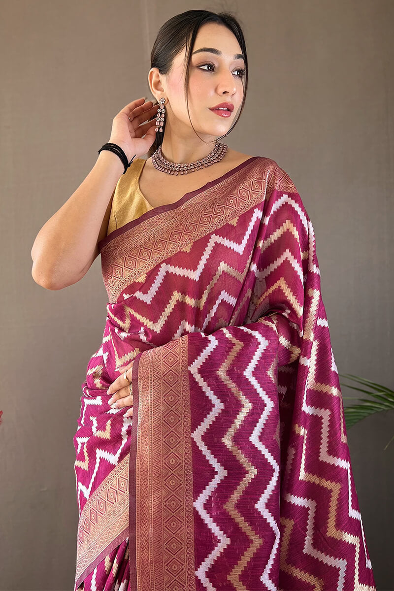 Byzantine Purple Zari Woven Linen Cotton Silk Saree