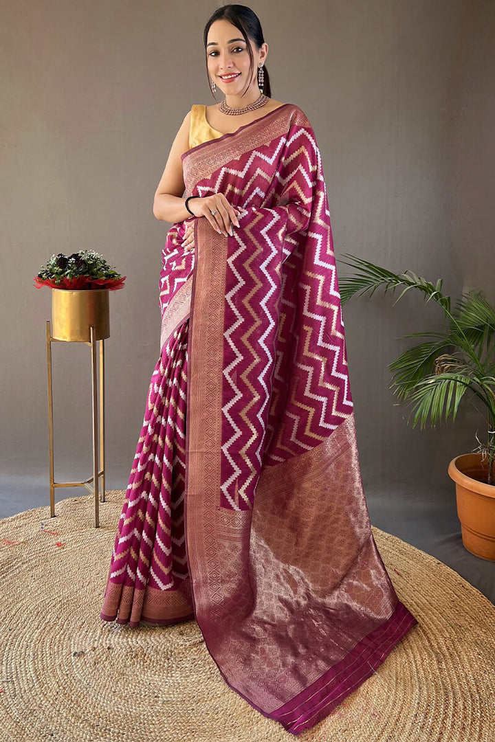 Byzantine Purple Zari Woven Linen Cotton Silk Saree