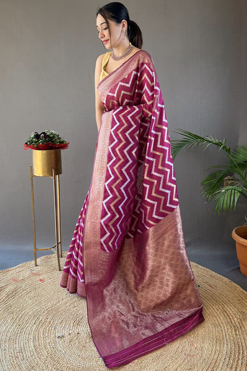 Byzantine Purple Zari Woven Linen Cotton Silk Saree