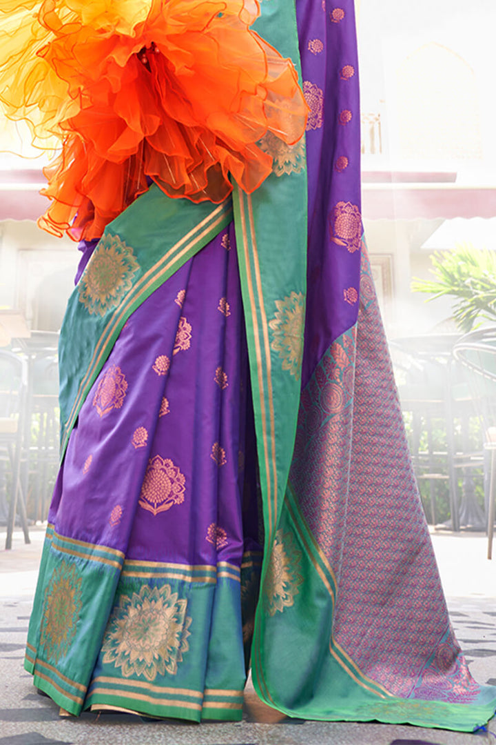 Byzantium Purple Banarasi Katan Silk Saree