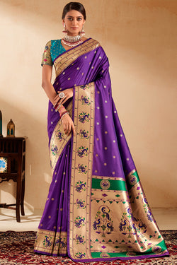 Byzantium Purple Paithani Silk Saree