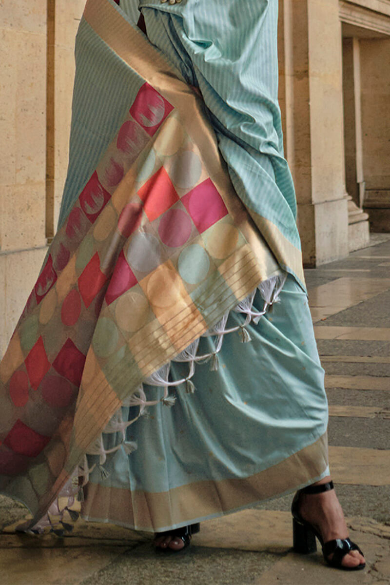 Cadet Grey Soft Banarasi Silk Saree