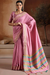 Cadillac Pink Bhagalpuri Silk Saree