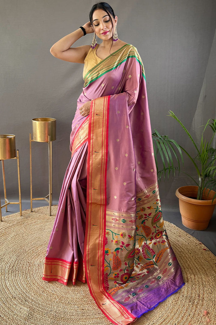 Cadillac Pink Paithani Silk Saree