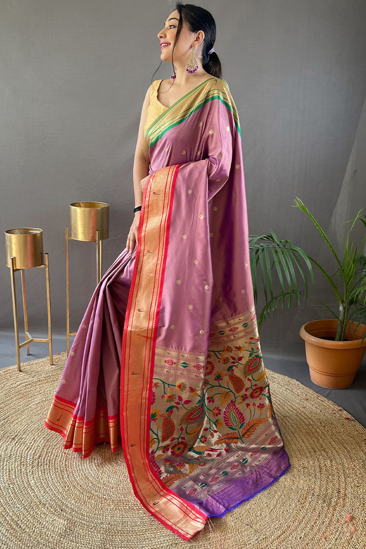 Cadillac Pink Paithani Silk Saree