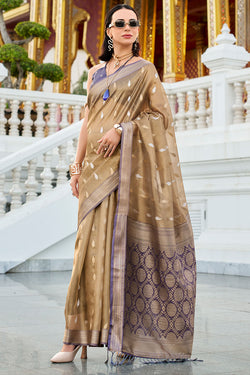 Camel Brown Tissue Silk Saree