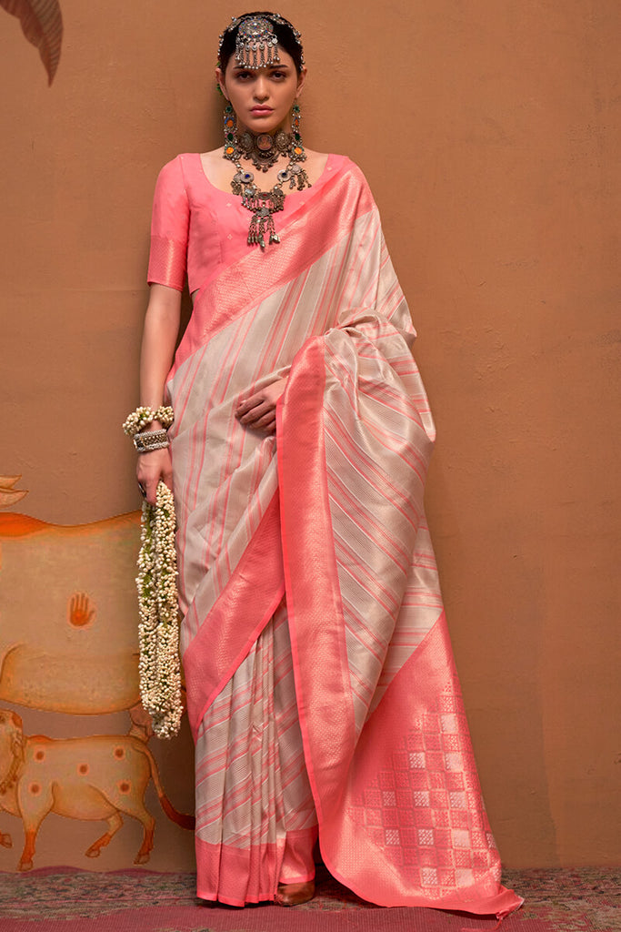 Cashmere Beige Handloom Banarasi Silk Saree