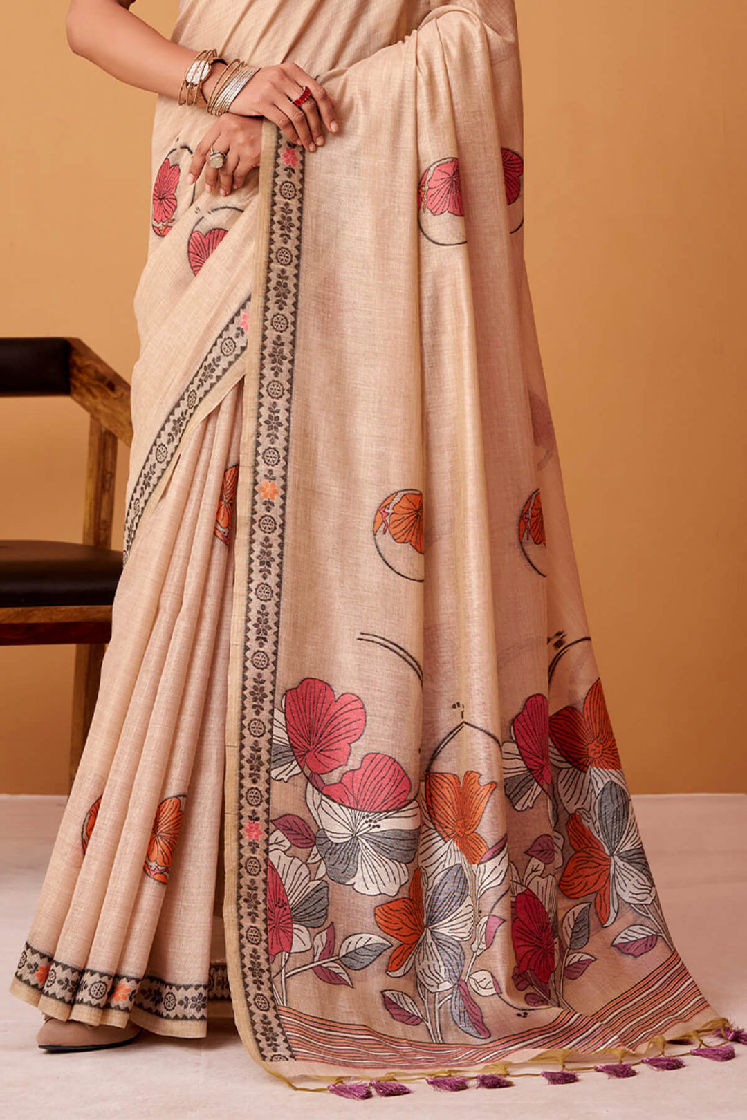 Cavern Pink Jamdani Cotton Silk Saree