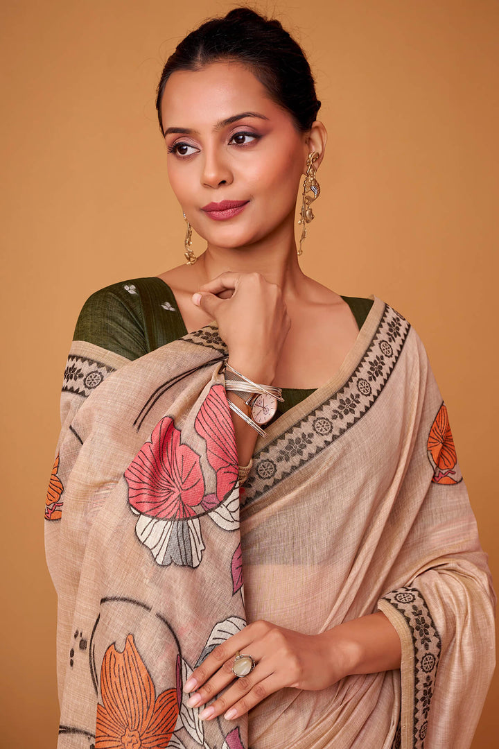 Cavern Pink Jamdani Cotton Silk Saree