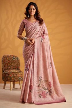 Cavern Pink Kasheeda work Tussar Silk Saree