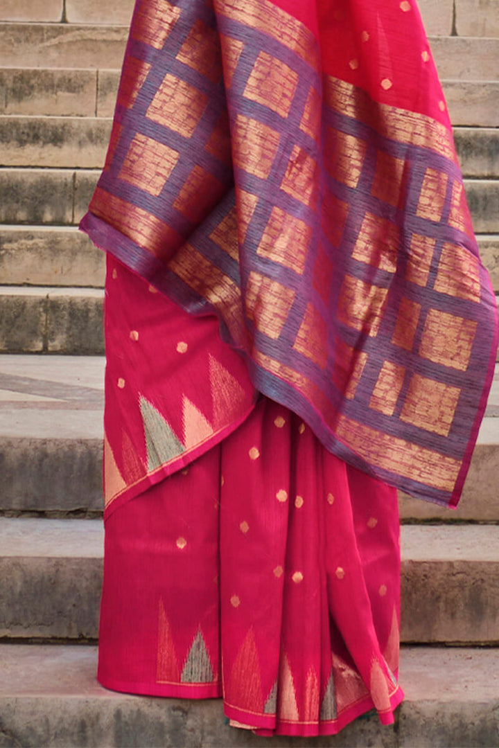 Cerise Pink South Silk Saree