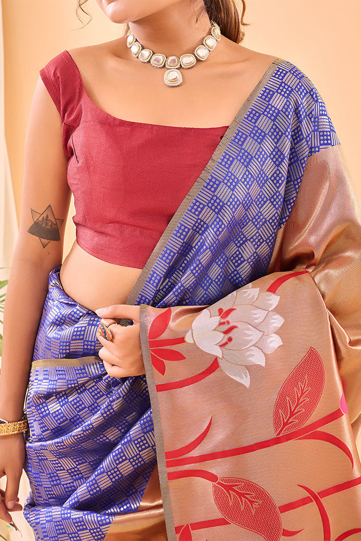 Cerulean Blue Paithani Silk Saree