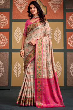 Chai Beige Soft Patola Silk Saree