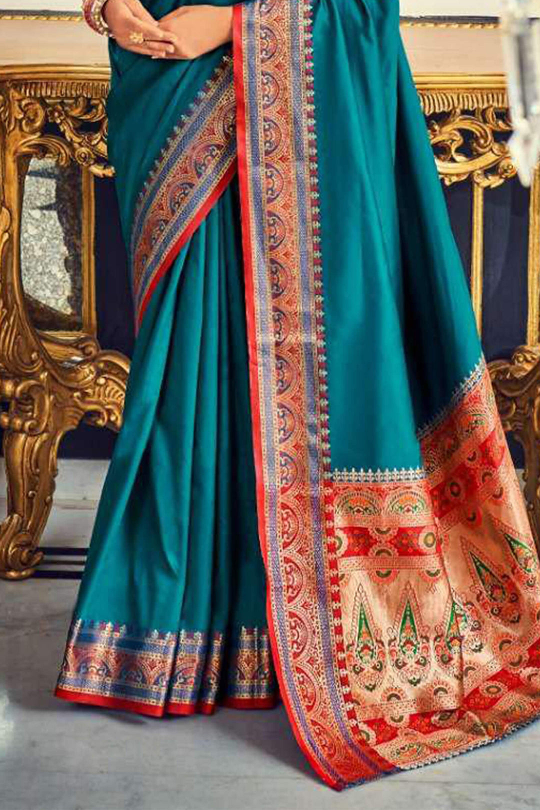 Chathams Blue Soft Paithani Silk Saree