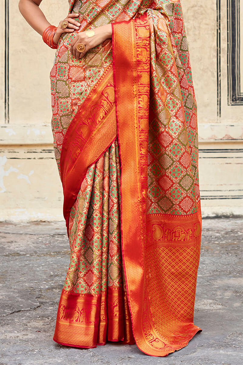 Chestnut Red Banarasi Silk Saree