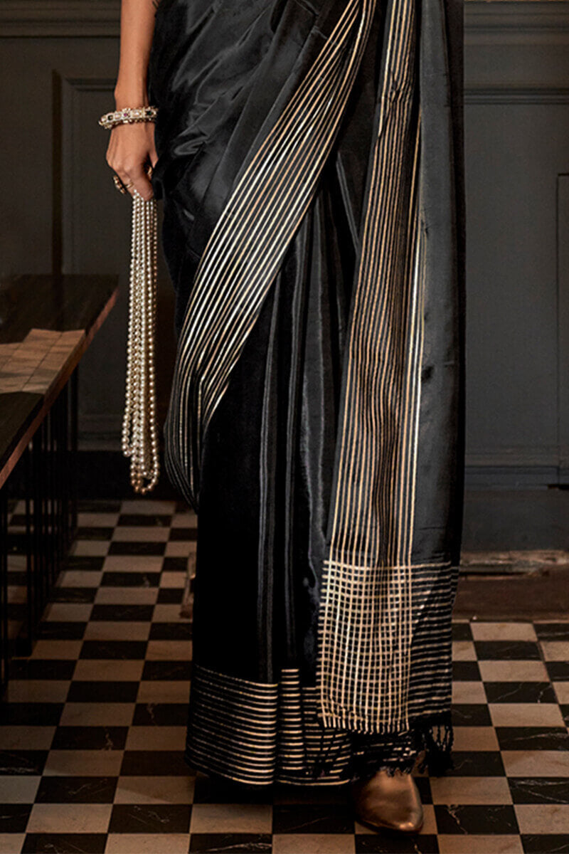 Cinder Black Soft Banarasi Viscose Saree