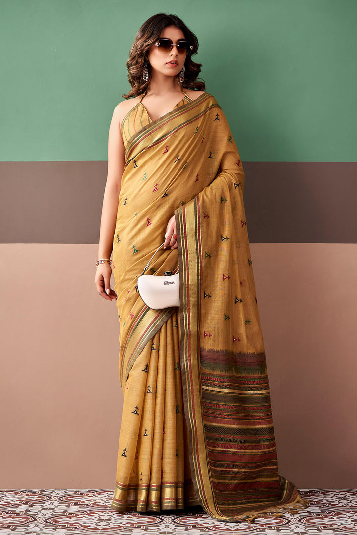 Clay Brown Cotton Silk Saree