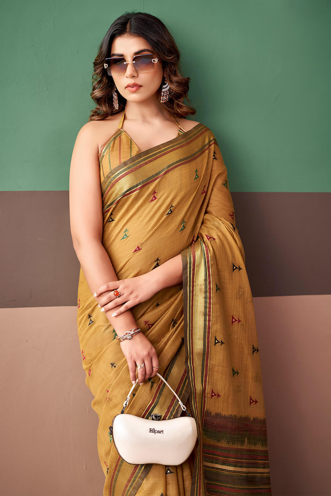 Clay Brown Cotton Silk Saree