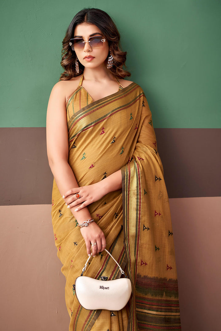 Clay Brown Cotton Silk Saree
