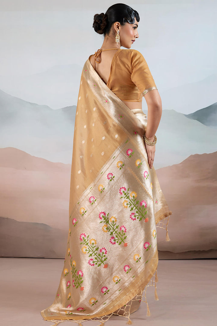 Clay Brown Paithani Tissue Silk Saree